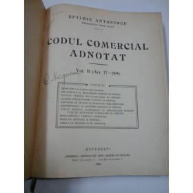 CODUL COMERCIAL ADNOTAT  Vol. II - EFTIMIE ANTONESCU
